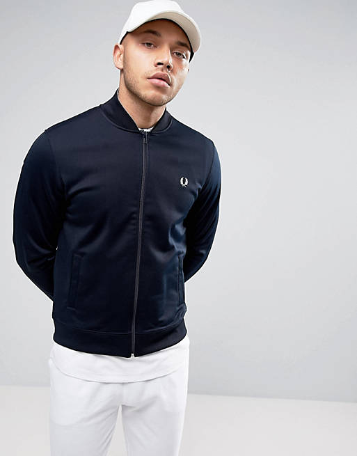Fred Perry Bomber Neck Track Jacket In Navy | ASOS