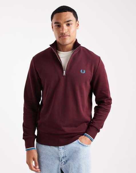 Fred Perry - Bordeaux sweatshirt med halv lynlås - view 1