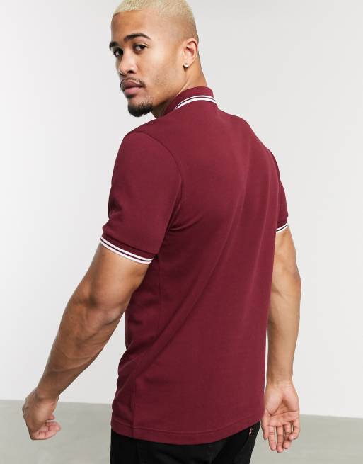 Fred Perry – Bordowa koszula polo z logo i kontrastowymi lamówkami, 2 z 4