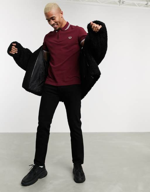 Fred Perry – Bordowa koszula polo z logo i kontrastowymi lamówkami, 4 z 4