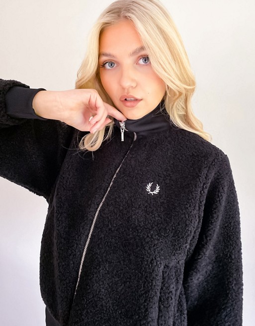 Fred Perry borg bomber jacket in black