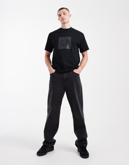 Fred Perry box graphic logo t-shirt in black, 2 of 5