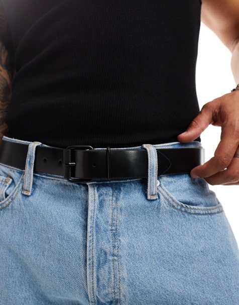 Fred Perry box leather belt in black - view 1