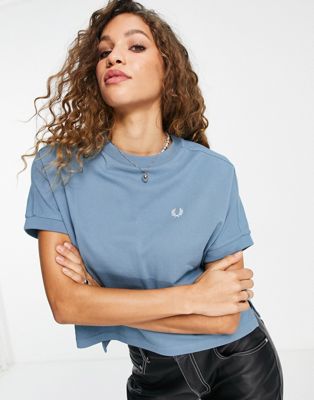 Fred Perry boxy pique t-shirt in  blue