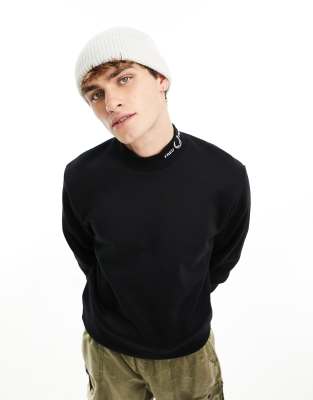 Fred Perry branded crew neck sweatshirt in black ASOS