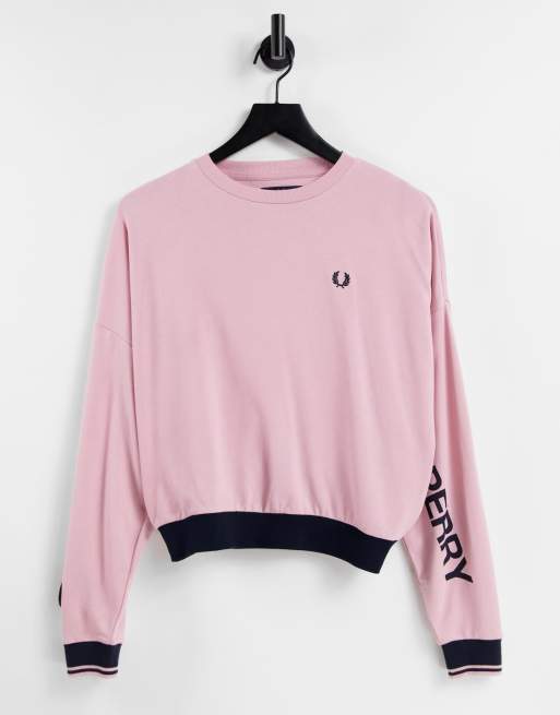 Pink fred perry discount sweatshirt