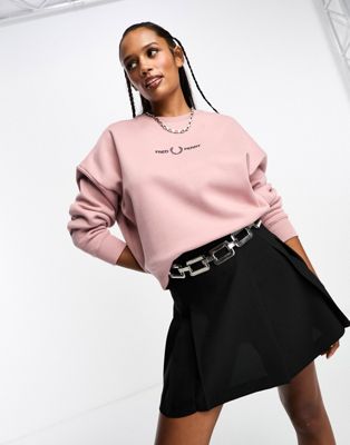 Fred Perry branded sweatshirt in dusty rose pink