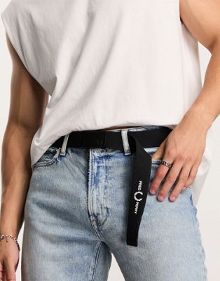 Fred Perry branded webbing belt in black - ASOS Price Checker