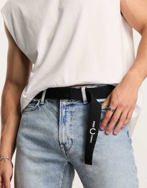 Fred Perry branded webbing belt in black
