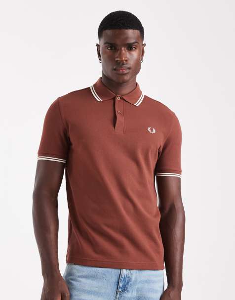 Fred Perry twin tipped polo shirt in brown
