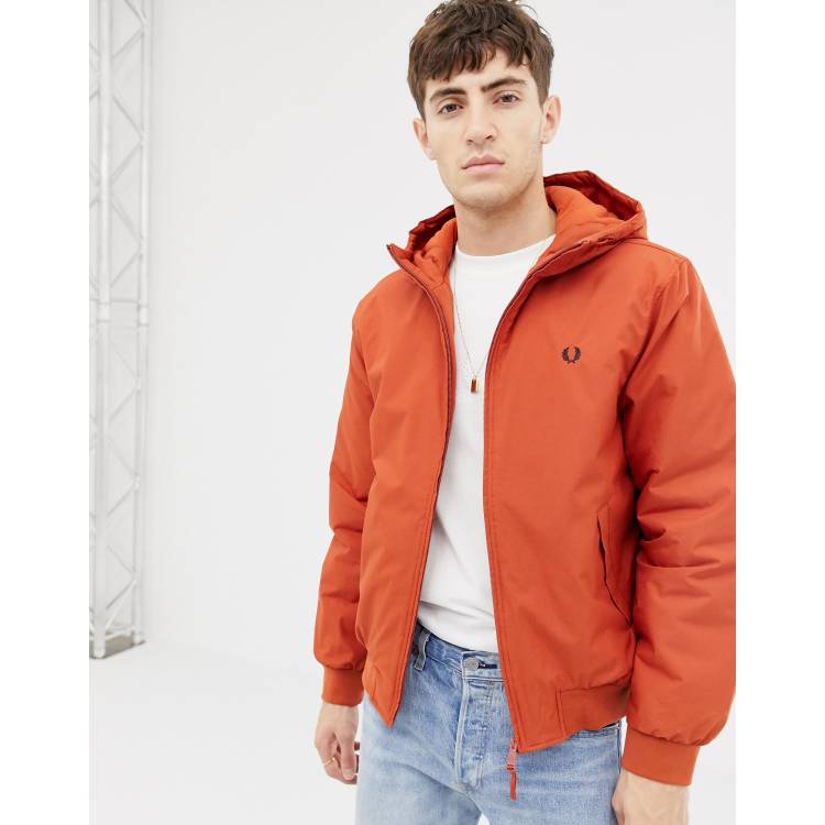 Fred Perry brentham hooded padded jacket in orange ASOS
