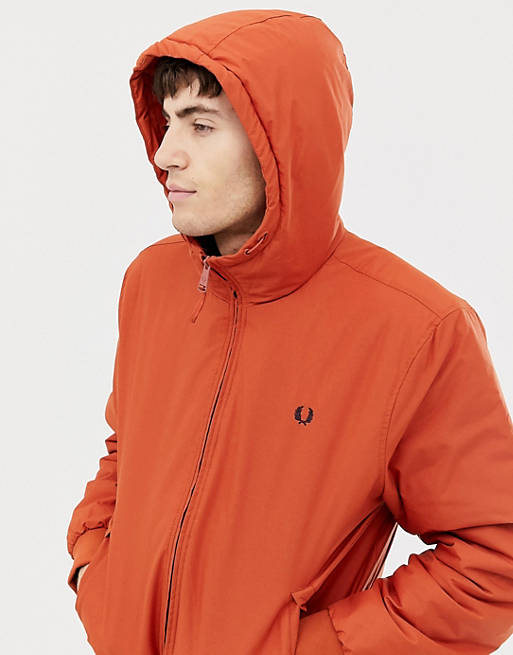 plug Economie Uitsteken Fred Perry brentham hooded padded jacket in orange | ASOS