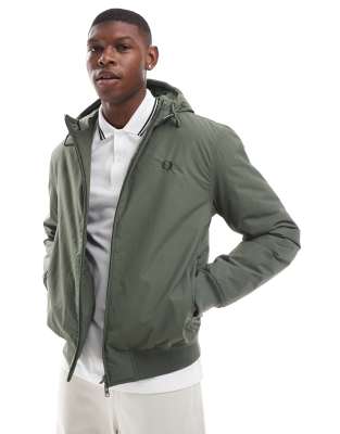 Parka à Capuche Homme Fred Perry Vert Foncé - Taille S, Occasion Très Bon état