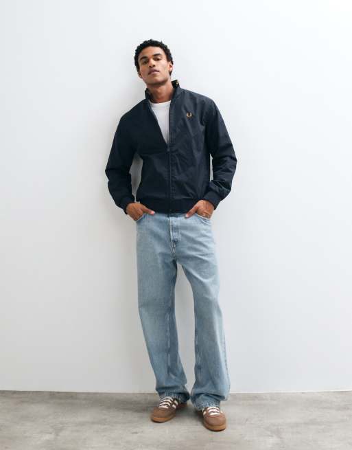 Fred Perry Brentham zip through logo jacket in navy, 2 of 5
