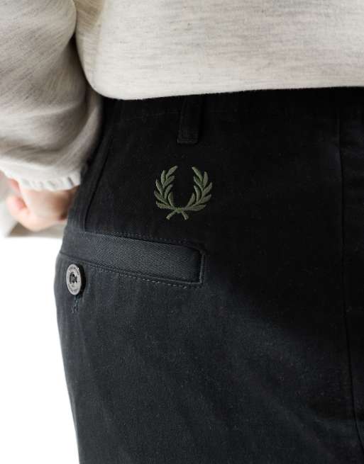 Fred Perry - Broek met rechte pijpen van keperstof in zwart, 3 van 5