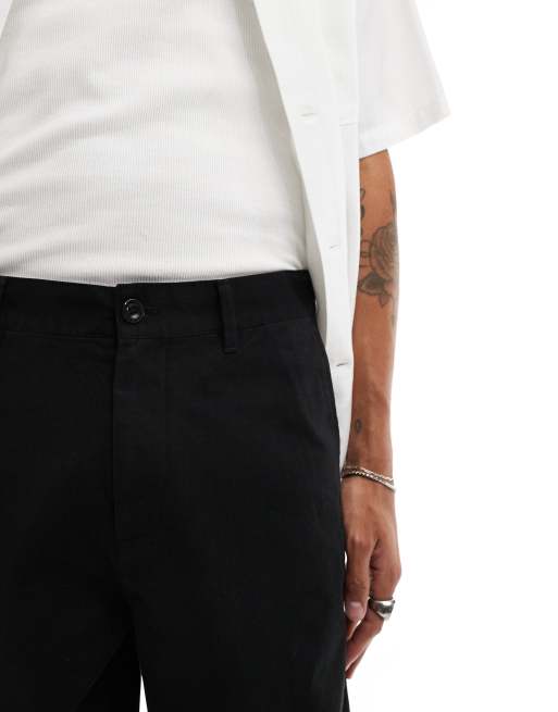 Fred Perry - Broek van keperstof met rechte pijpen in zwart, 5 van 5