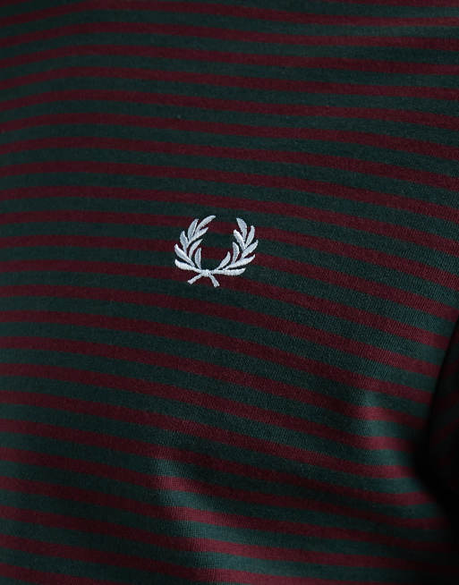 Fred Perry - Brun kraftig T-shirt med fine striber og logo, 5 af 5