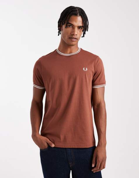 Fred Perry – Brun t-shirt med två kantränder - view 1