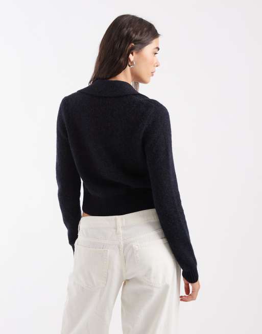 Fred Perry brushed collared cardigan in navy, 4 of 4