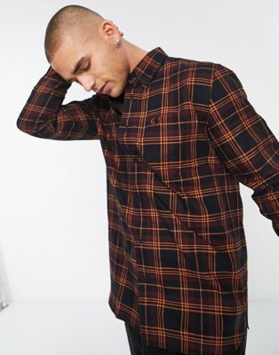 Fred Perry brushed cotton check shirt in red