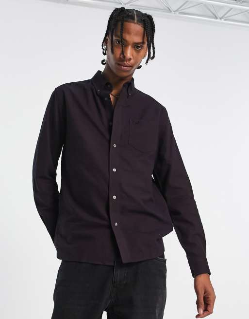 Fred Perry brushed cotton plain shirt in red