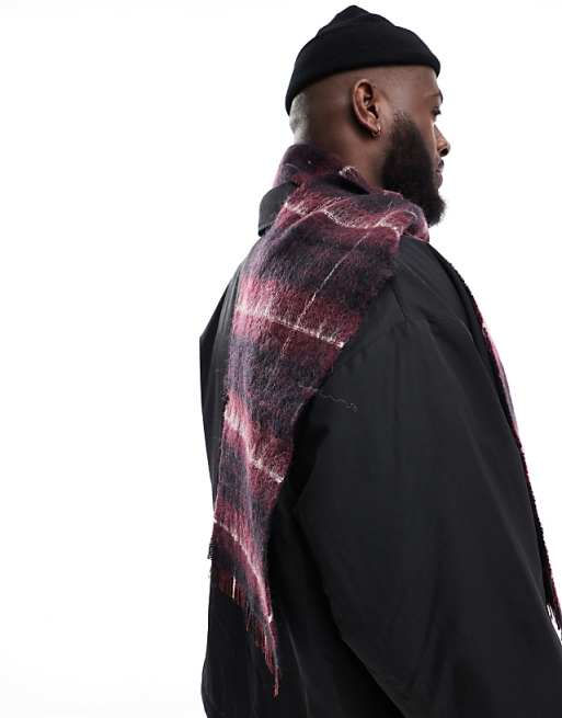 Fred Perry brushed wool tartan scarf in red | ASOS Fred Perry brushed wool tartan scarf in red | ASOS