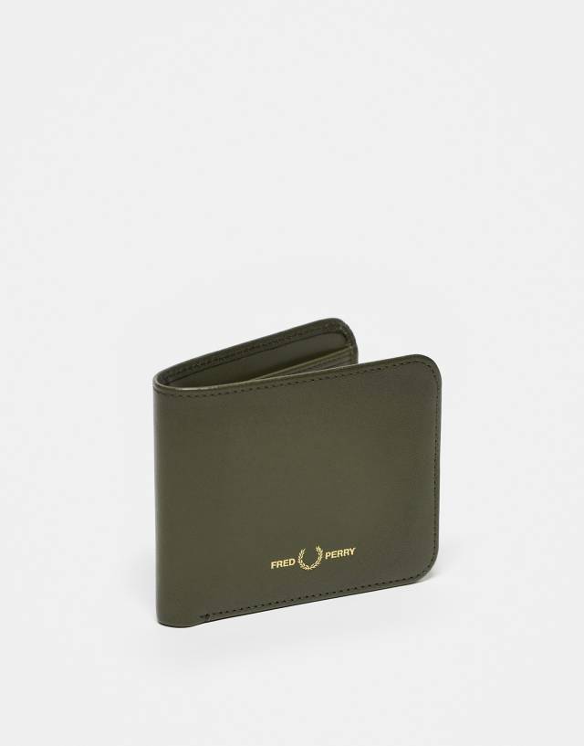 Fred Perry - burnished leather bifold wallet in green