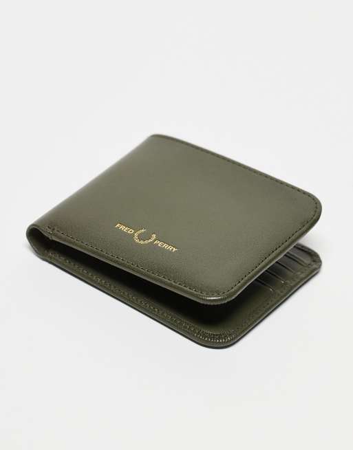 Fred Perry burnished leather bifold wallet in green | ASOS