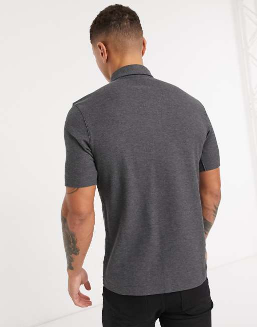 Fred Perry button down polo in dark grey, 2 of 4