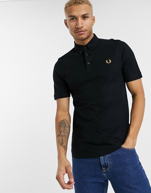 Fred Perry button down polo shirt in black | ASOS