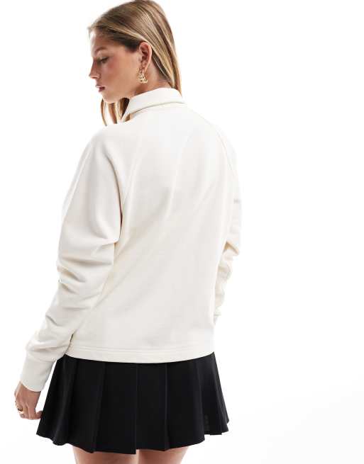 Fred Perry button up collared sweatshirt in off white ASOS