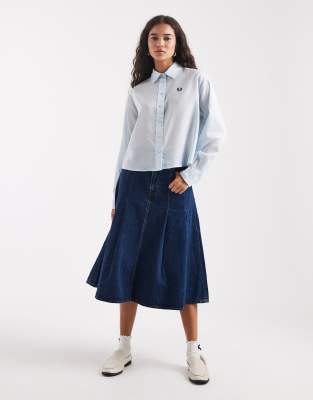 Fred Perry Button Up Shirt In Blue