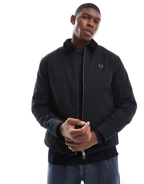 Fred Perry caban trucker jacket in black - view 1