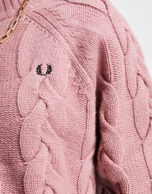 Fred Perry cable knit jumper in pink