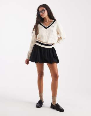Fred Perry Cable Knit Sweater In Neutral