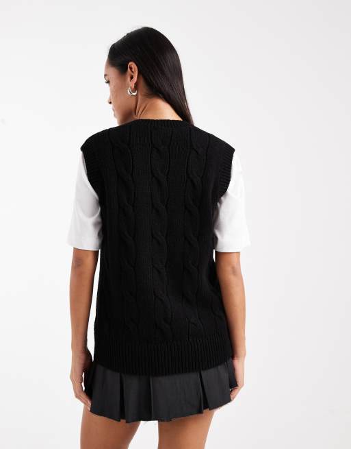 Fred Perry cable knit sweater vest in black | ASOS