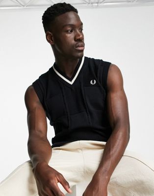 Fred Perry cable knit tank top in black - ASOS Price Checker