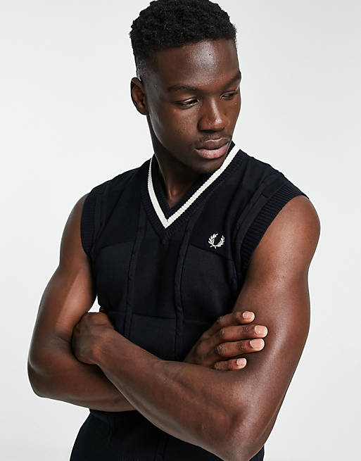 Fred Perry cable knit tank top in black | ASOS