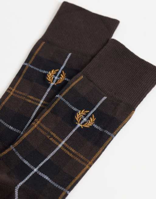 Fred Perry calcetín tartán marrón intenso, 2 de 3