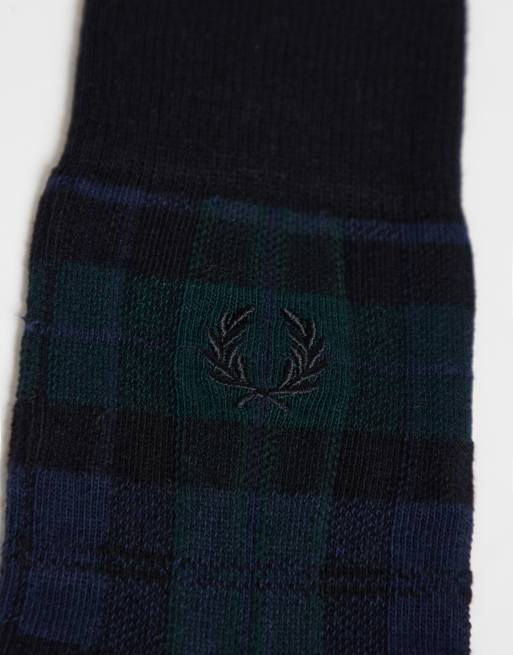 Fred Perry calcetines con logo de tartán en negro/azul marino, 2 de 3