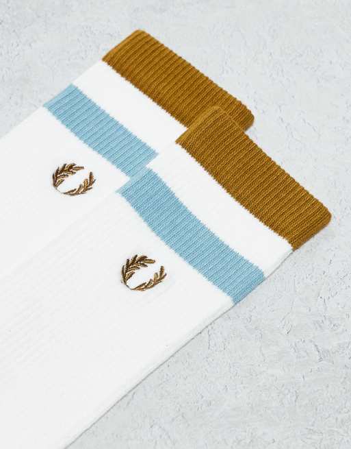 Fred Perry - Calzini in spugna bianchi con bordi a contrasto vivaci, 4 di 4