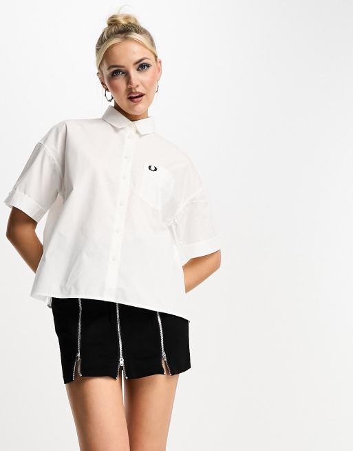 Fred Perry - Camicia a maniche corte color bianco neve