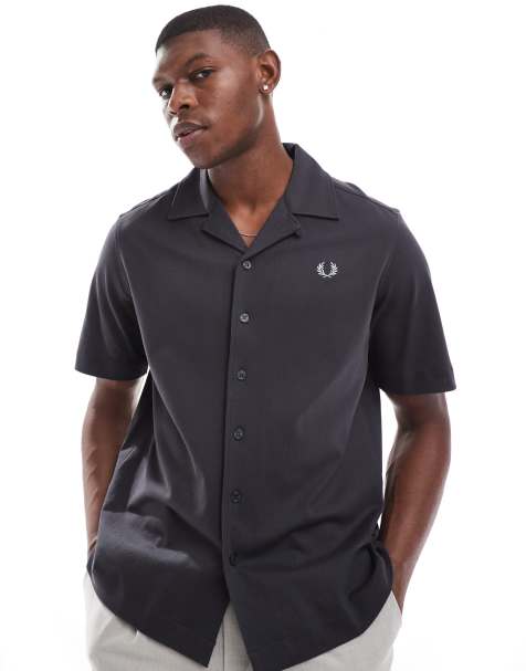 Fred Perry - Camicia a maniche corte grigia con rever - view 1