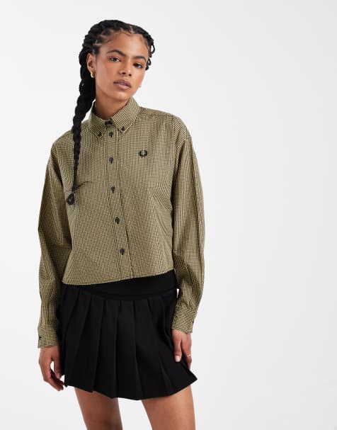 Fred Perry - Camicia a maniche lunghe con logo a scacchi colore nero/oro - view 1