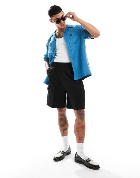 Fred Perry - Camicia blu in lino - view 1