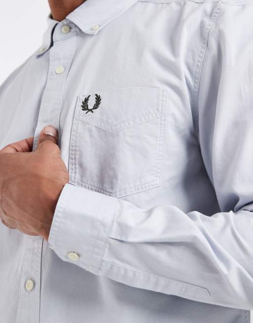 Fred Perry - Camicia comoda in twill blu pallido slavato, 2 di 5