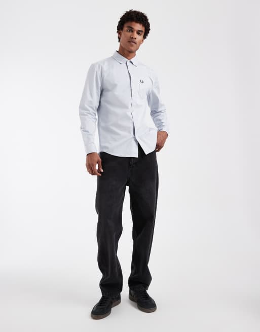 Fred Perry - Camicia comoda in twill blu pallido slavato, 3 di 5