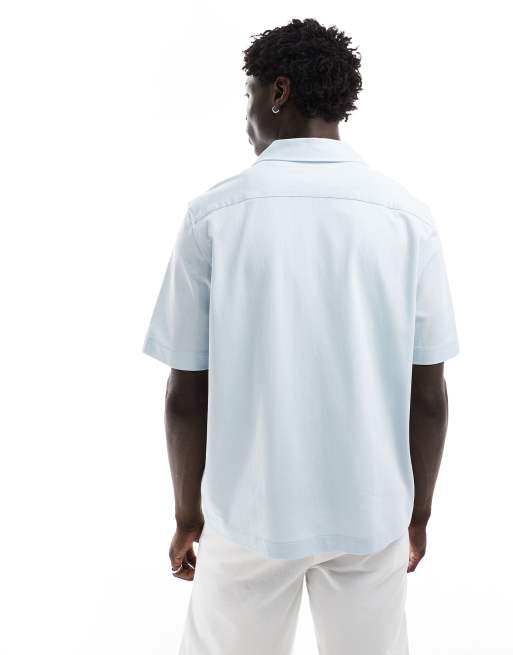 Fred Perry - Camicia con collo a rever blu chiaro in rete compressa, 2 di 4