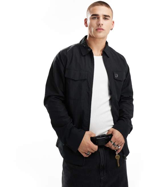Fred Perry - Camicia giacca nera con tasche