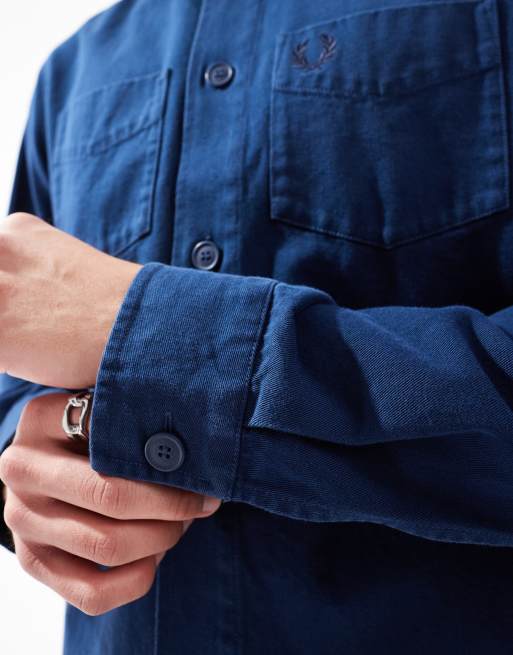 Fred Perry - Camicia in twill blu navy, 3 di 4